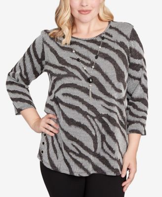 Women's Jet Setter Animal Houndstooth Top with Necklace