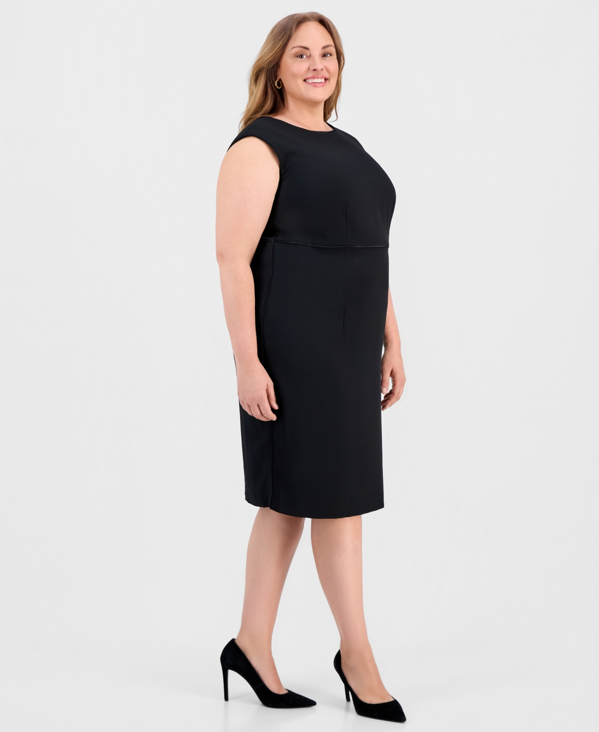 Kasper Plus Stretch-Crepe Sleeveless Sheath Dress