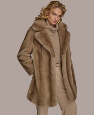 Donna Karan New York - Women's Notched-Collar Faux-Fur Coat