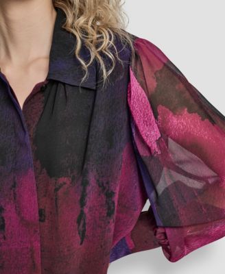 Women's Balloon Sleeve Collared Neck Top