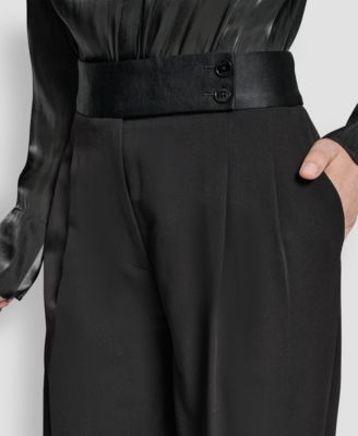 Women's Tuxedo Look Wide Leg Trousers