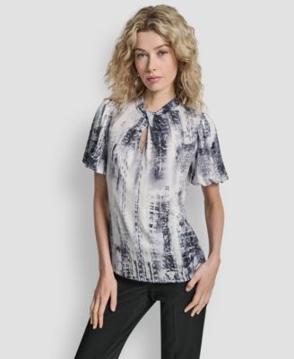 DKNY - Women's Bell Sleeve Printed Top