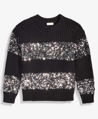 Women's Sequin Stripe Crewneck Sweater, Macy's Exclusive