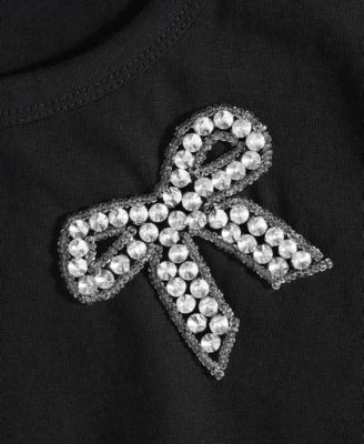 Women's Knit Rhinestone Bow T-Shirt, Macy's Exclusive