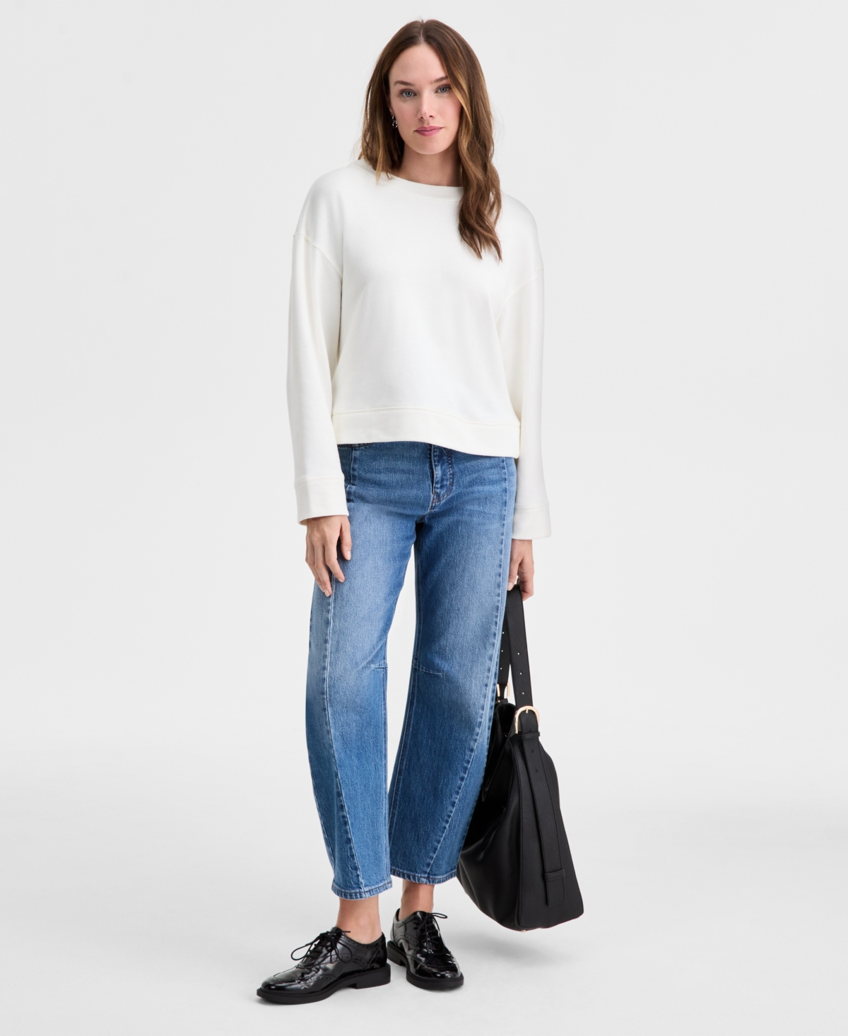 On 34th Women's Knit Long-sleeve Bow-back Sweatshirt, Macy's Exclusive In White