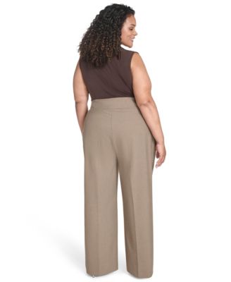 Plus Size Check-Print Wide-Leg Pants