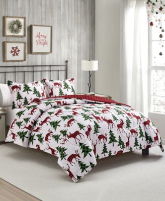 Macy's Plaid Deer Reversible 3-Pc. Comforter Sets