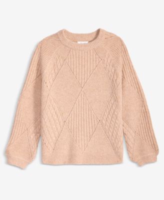 Women's Mixed-Argyle Crewneck Sweater, Macy's Exclusive