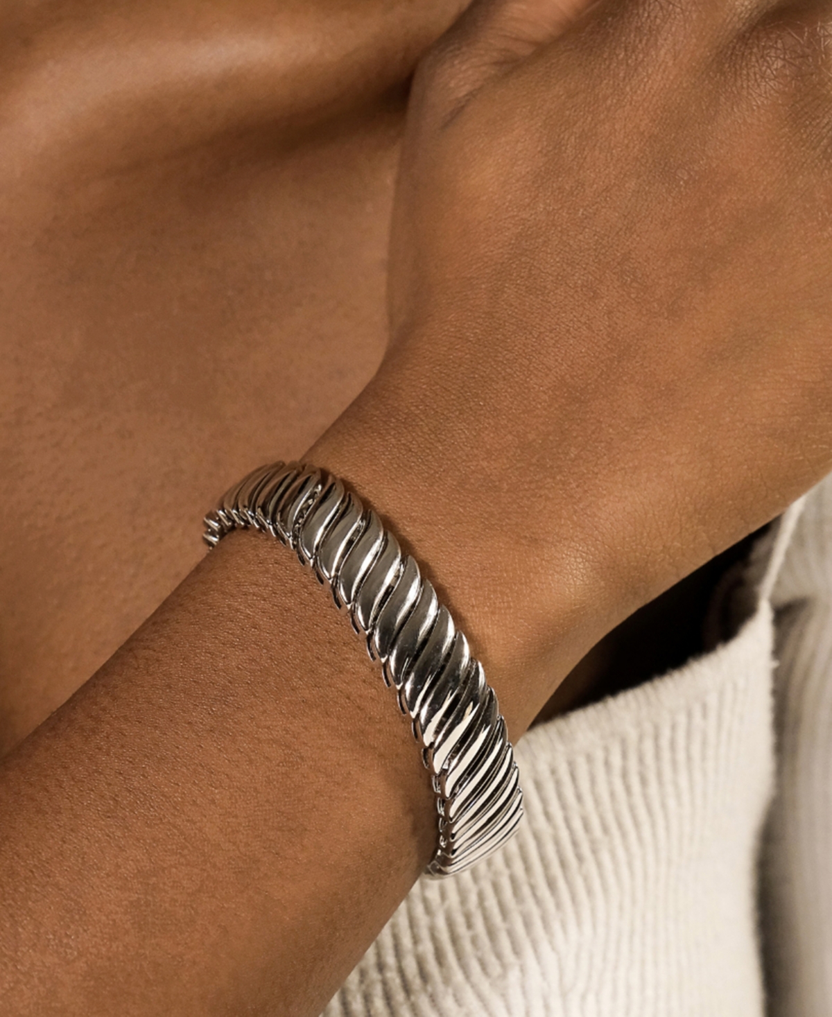 Sterling Forever Bethany Ripple Watch Band Bracelet In Silver