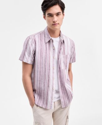 Sun + Stone - Men's Patio Striped Short-Sleeve Button-Up Shirt