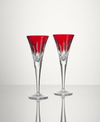 Lismore Red Toasting Flute, Set of 2
