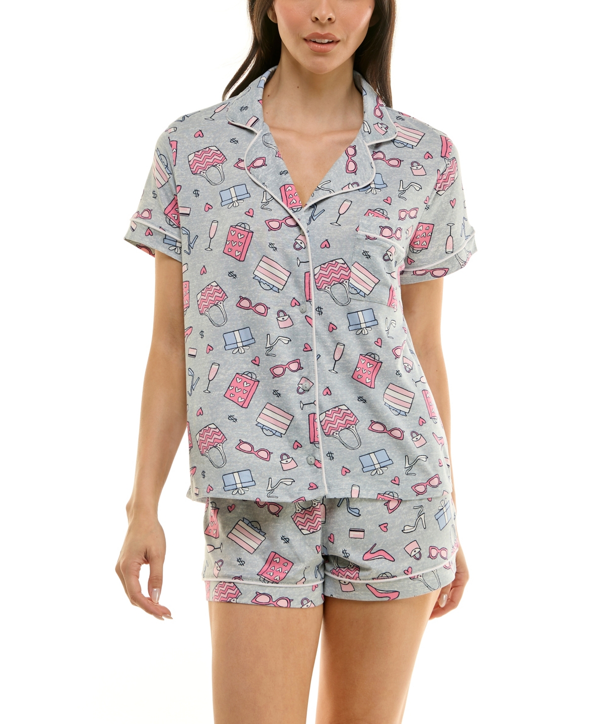 Derek Heart Women's Printed Top And Shorts Set In Multi