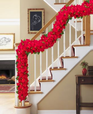 Puleo 12" Pre-Lit Artificial Poinsettia Garland