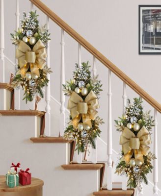 Puleo 28" Pre-Lit Adorned Artificial Banister Swag