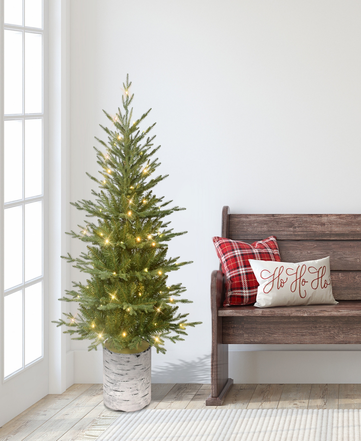 Puleo 4.5' Pre-lit Artificial Potted Arctic Fir Tree In Green