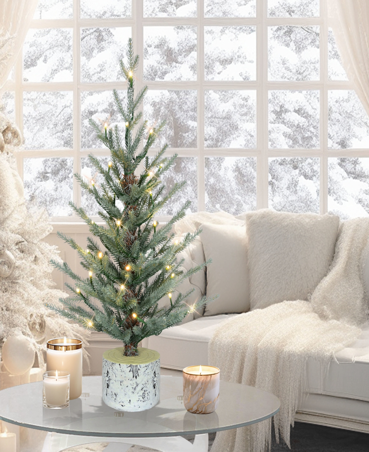 Puleo 2' Pre-lit Artificial Potted Arctic Fir Tree In Blue