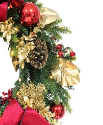 Puleo 26" Pre-Lit Artificial Adorned Christmas Wreath