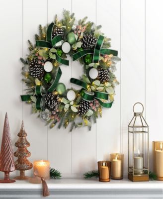 Puleo 26" Pre-Lit Artificial Adorned Christmas Wreath