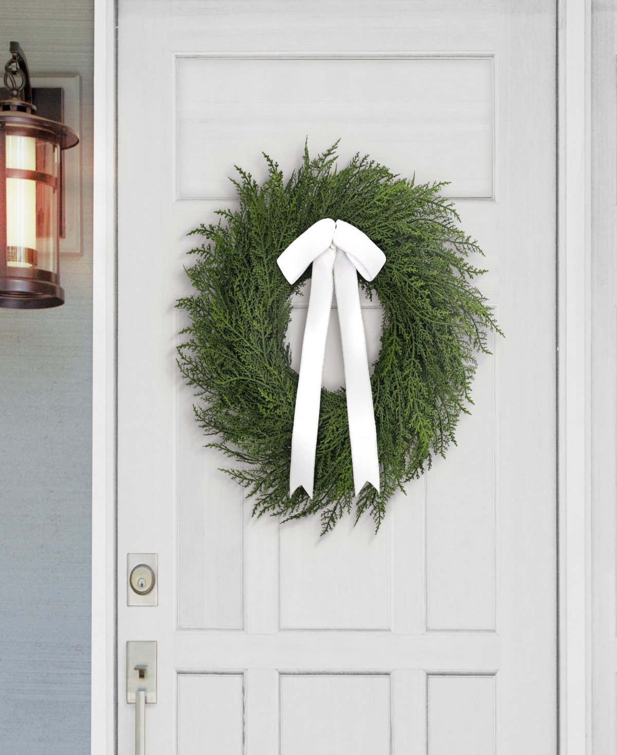 Puleo 22" Artificial Cypress Christmas Wreath With Bow In Green