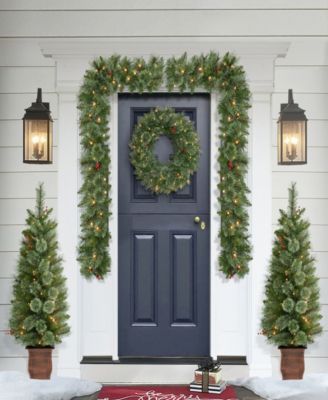 Puleo 4-Pc. Pre-Lit Artificial Christmas Tree and Wreath Set