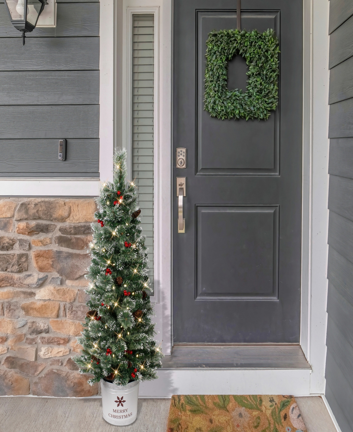 Puleo 4.5' Pre-lit Potted Pine Artificial Christmas Tree In Green
