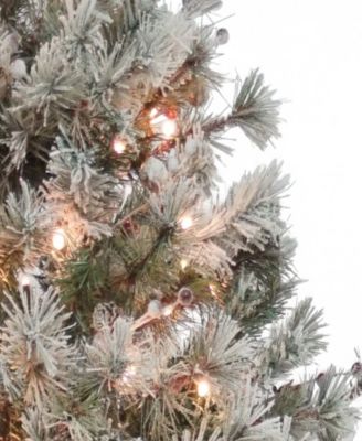 Puleo 7.5' Pre-Lit Flocked Idaho Spruce Artificial Christmas Tree