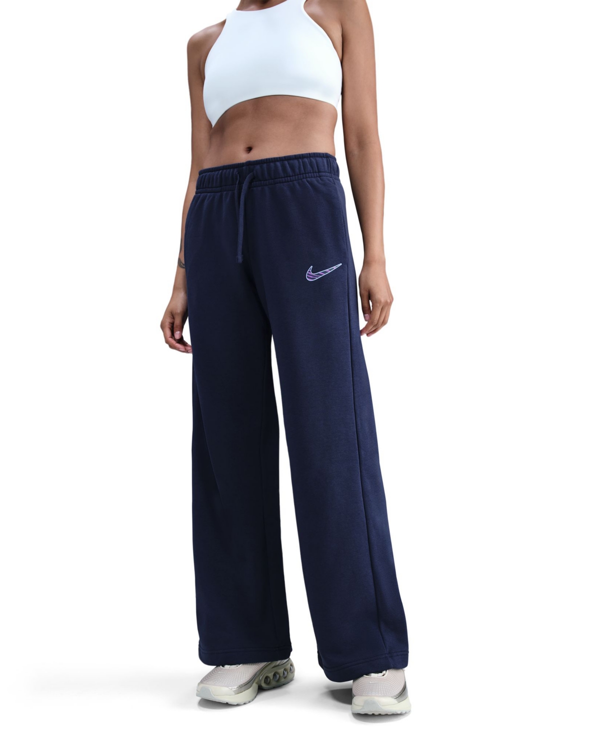 Nike Sportswear Women's Mid-rise Wide Leg Sweatpants In Blue