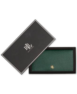 Boxed Crosshatch Leather Slim Snapped-Closure Wallet