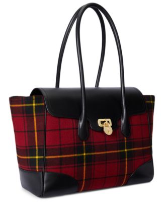 Plaid Twill Large Tanner Satchel Bag