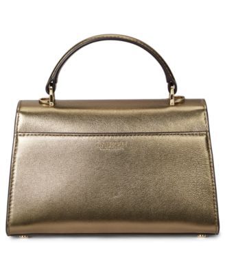 Metallic Leather Small Farrah Satchel Bag