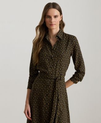 Women's Chain-Print Crepe Shirtdress