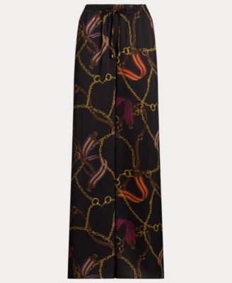Women's Belting Print Wide Leg Pants