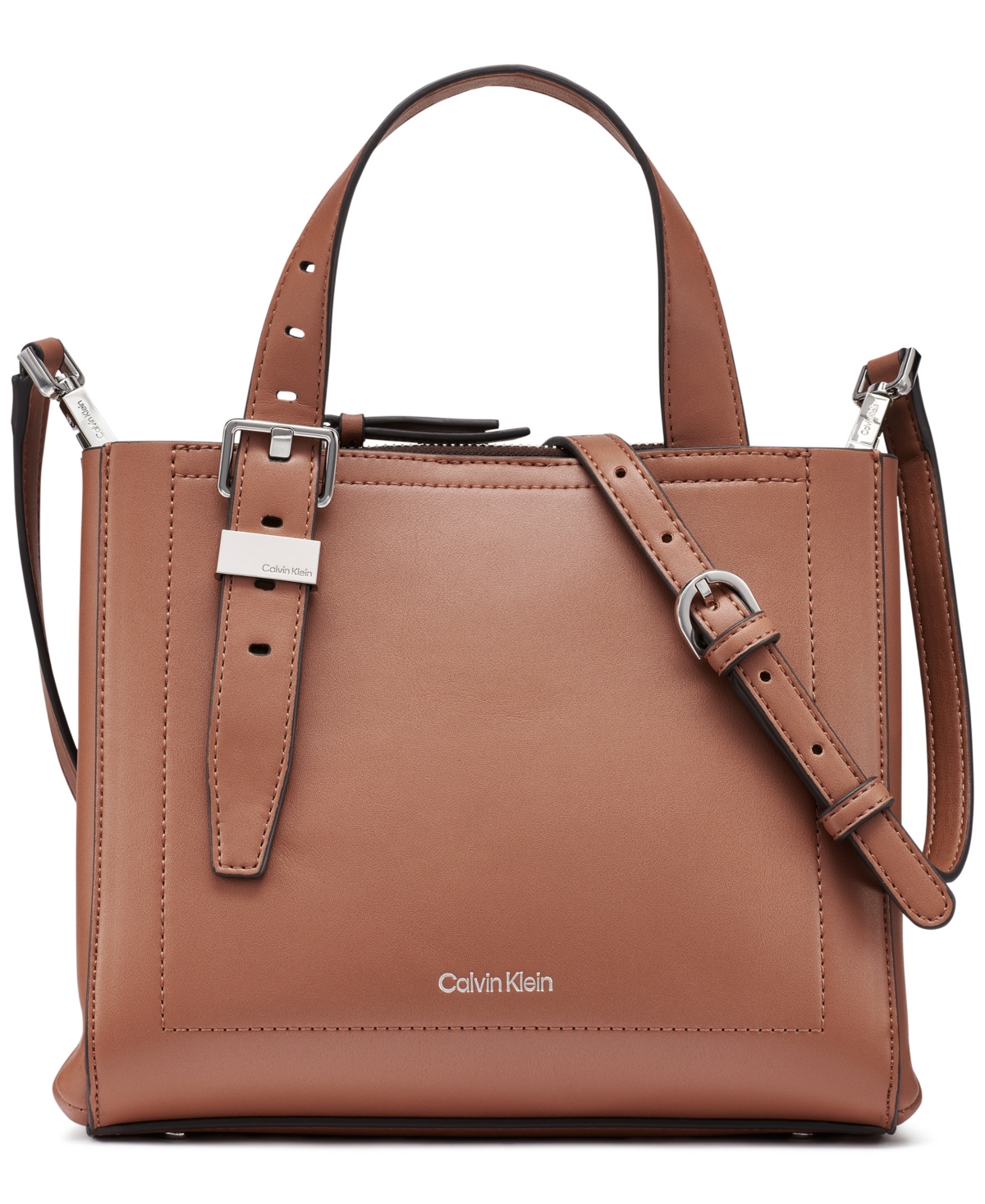 Calvin Klein Lowen Triple Compartment Adjustable Crossbody Bag In Brown