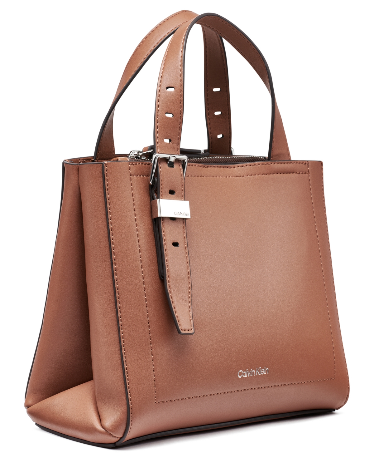 Calvin Klein Lowen Triple Compartment Adjustable Crossbody Bag In Brown