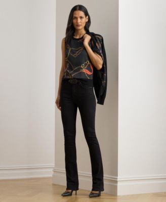 Women's Belting-Print Sleeveless Sweater Top