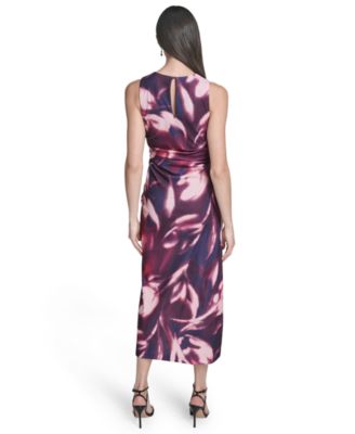 Petite Printed Sleeveless Midi Dress