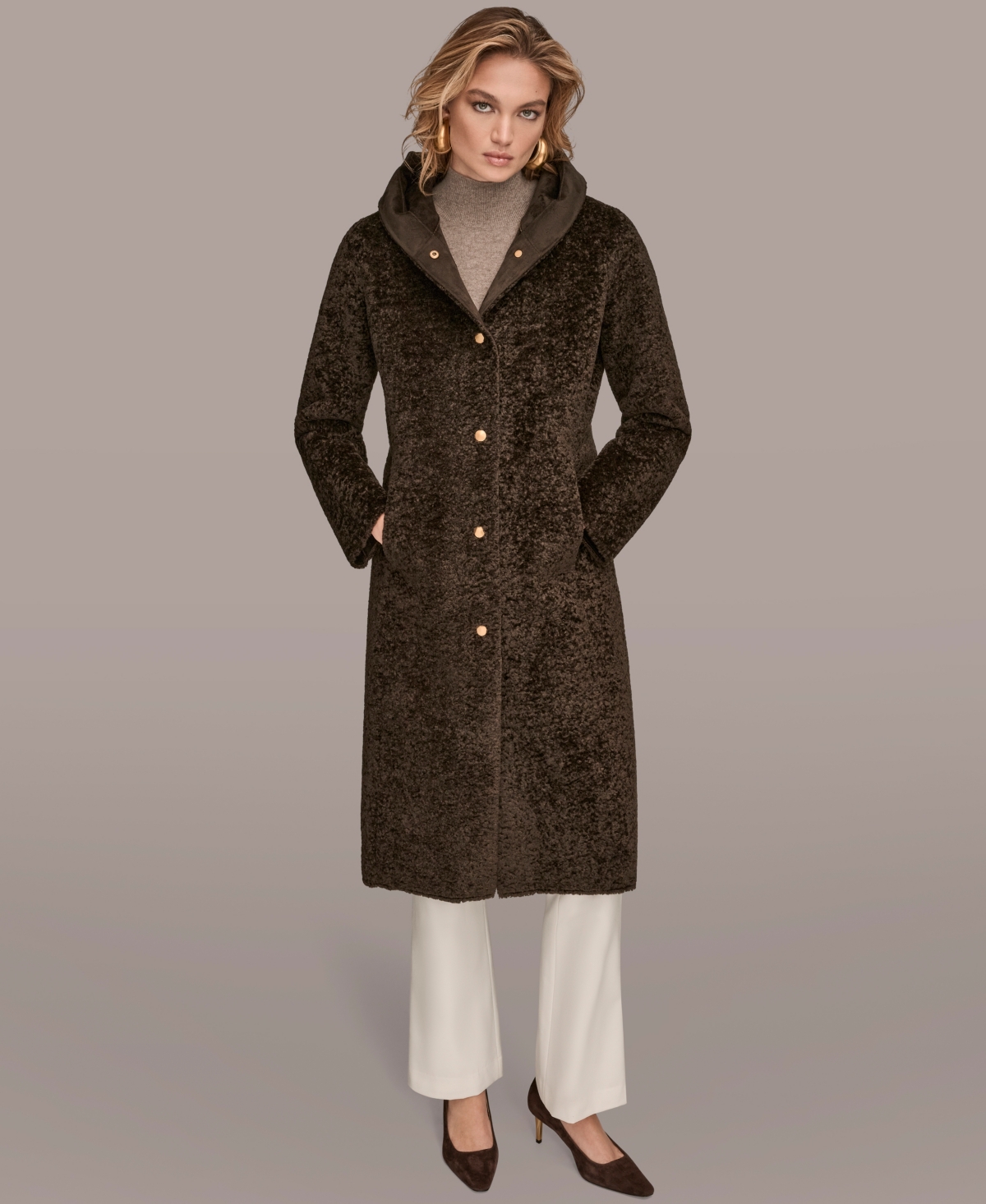 Donna Karan New York Women's Hooded Maxi Coat