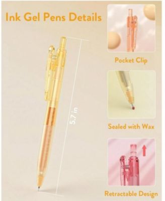 12Pack 0.5mm Quick Dry Retractable Gel Pen Set, Cute Transparent Fine Point Multicolor Note Taking Aesthetic Lnk Pens, Comfort Grip 12 Ink Colors Drawing Writing School Office Home Back To School