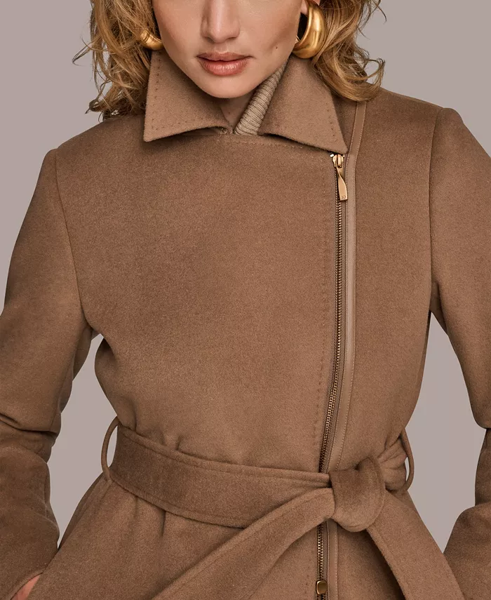 Women's Notch Collared Belted Coat - thumbnail 7