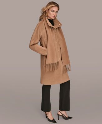 Women's Snap Button Scarf Coat