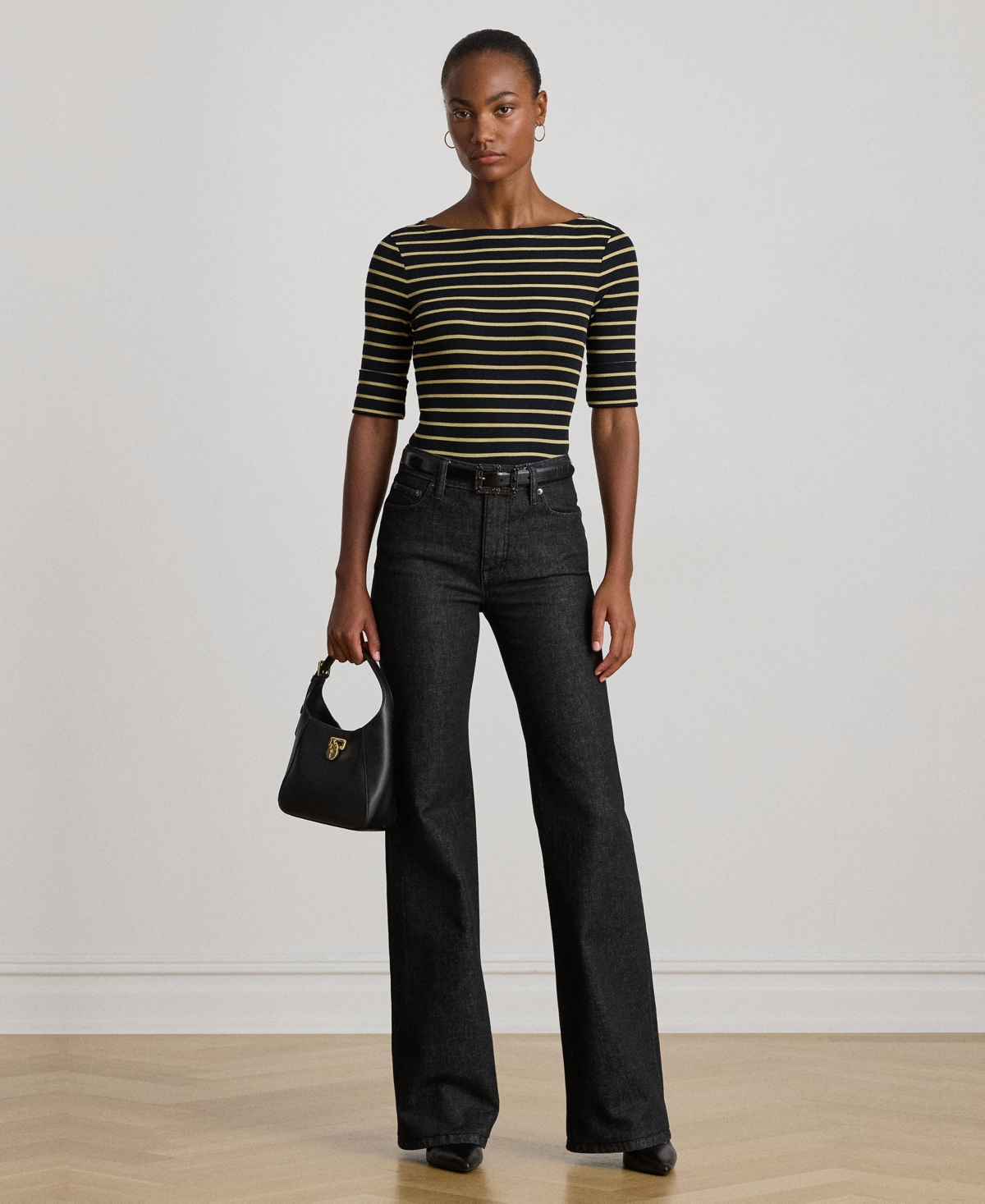 Ralph Lauren Metallic Striped Boatneck Tee In Multi