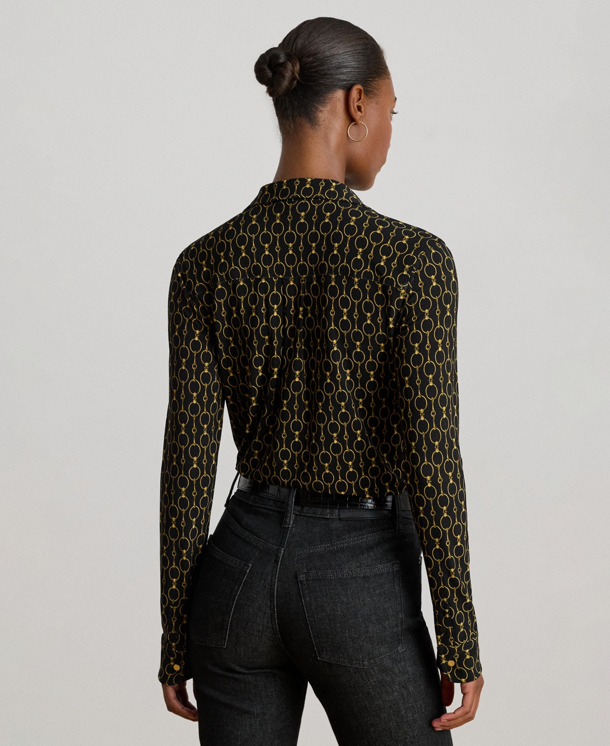 Ralph Lauren Slim Fit Chain-print Jersey Shirt In Multi