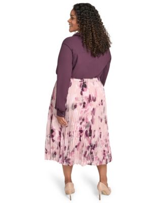 Plus Size Printed Midi Skirt