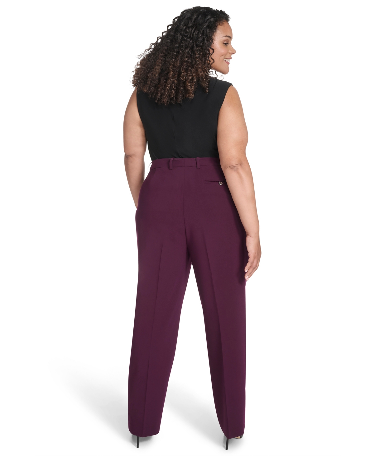 Calvin Klein Plus Size High Rise Modern Fit Pants In Burgundy