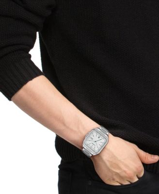 Men's Silver Tone Stainless Steel Bracelet Watch, 39mm