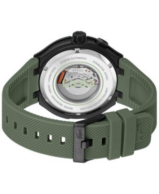Men's LC33 Mech Hybrid Automatic Green Silicone Strap Watch, 44mm