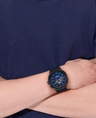 Men's LC33 Mech Hybrid Automatic Blue Silicone Strap Watch, 44mm