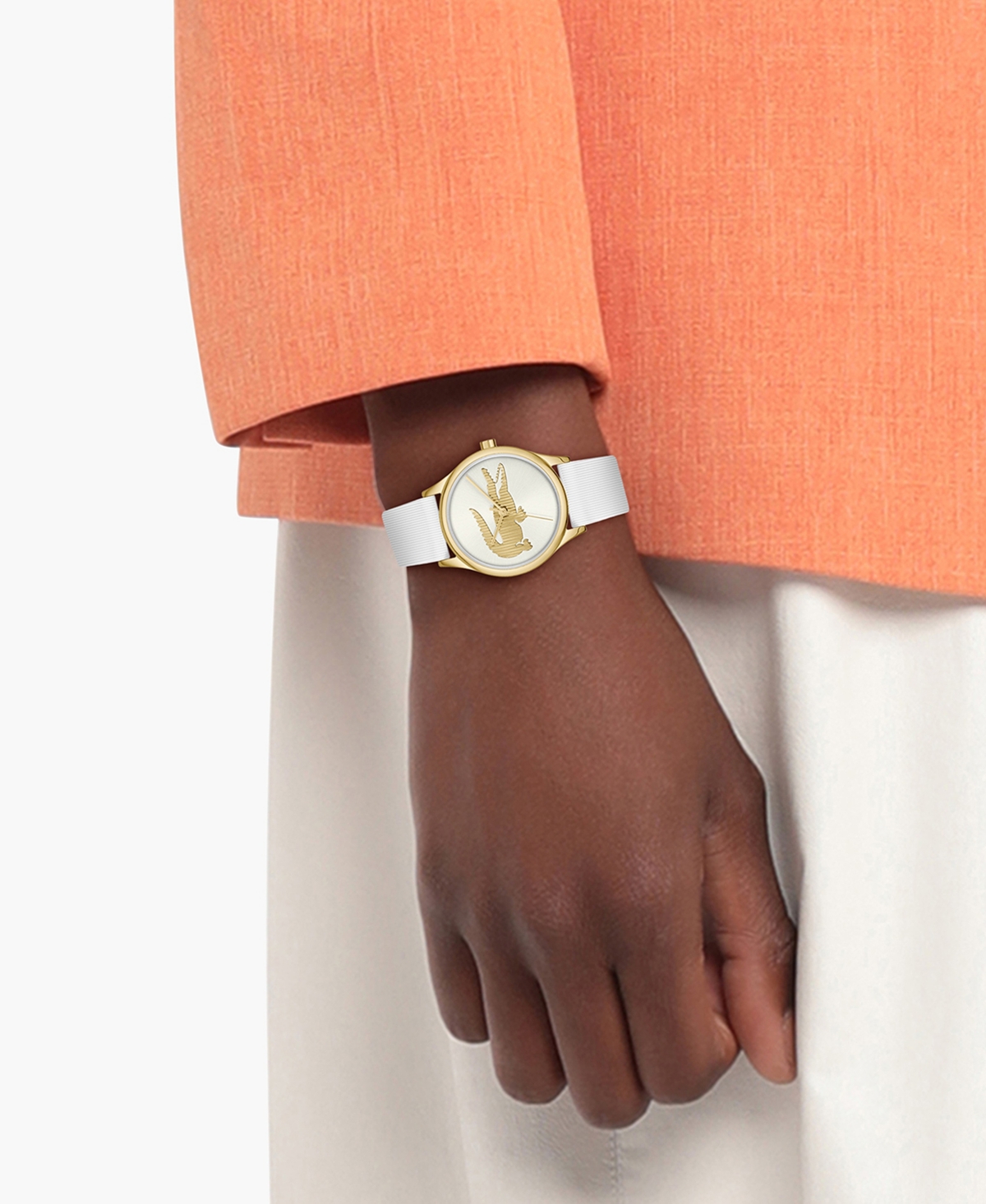 Lacoste Women's Crocodelle White Silicone Strap Watch, 30mm In White