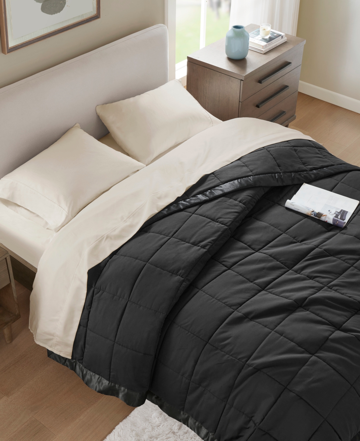 Madison Park Windom Lightweight Down Alternative Satin Trim Blanket