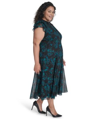 Plus Size Long Sleeve Midi Dress